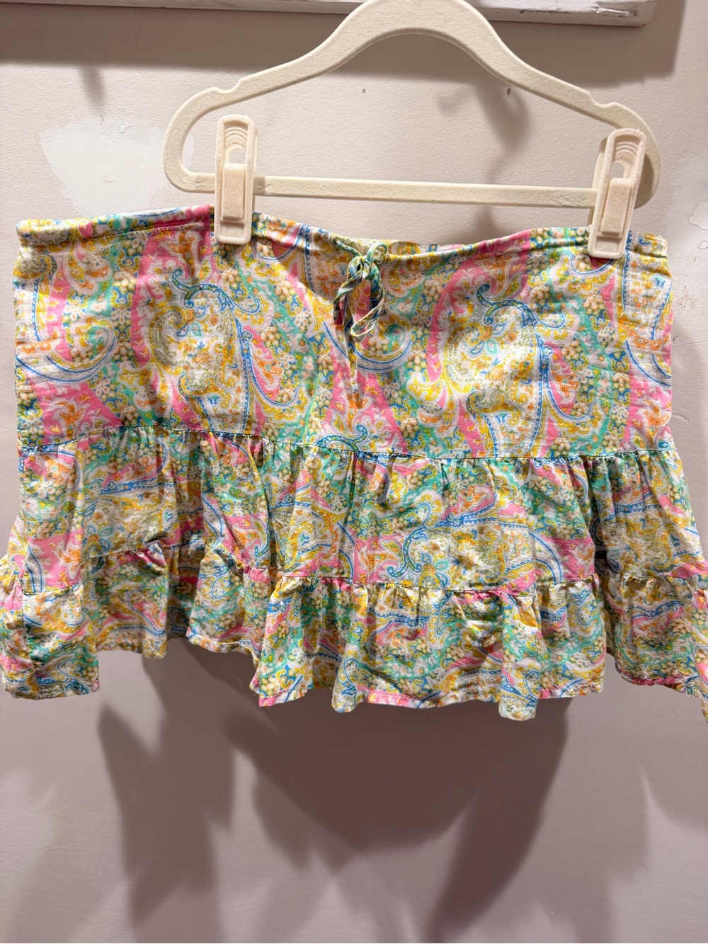 Colorful Paisley Ruffle Mini Skirt - Pastel Mix